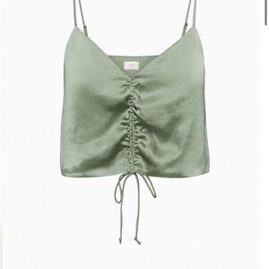Aritzia Wilfred Green Ruched Tie Front Camisole
